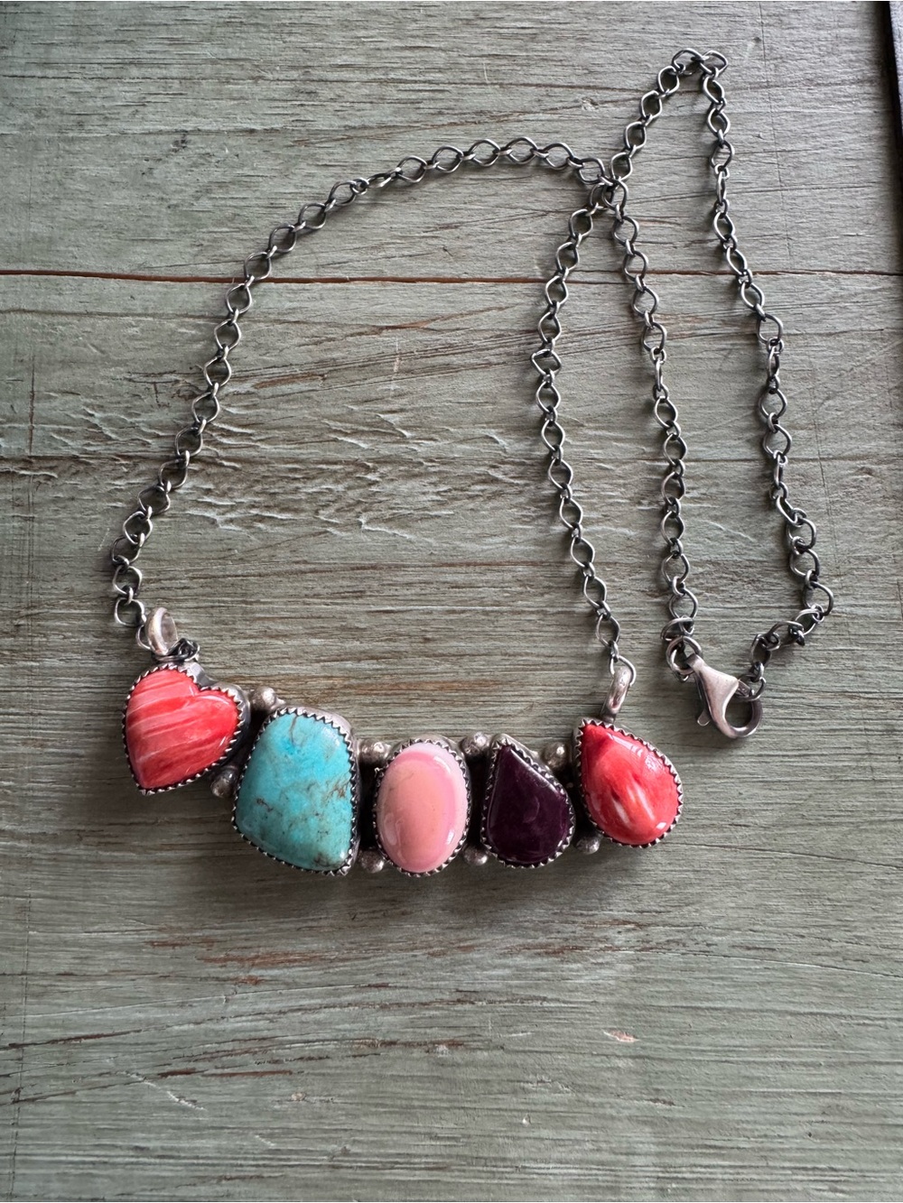 Hiram Largo Multi Stone Bar Necklace